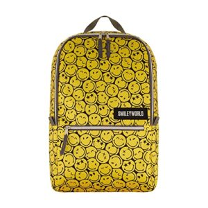 concept one smileyworld 13 inch sleeve laptop backpack, winking smiley face padded computer bag for commute or travel, yellow