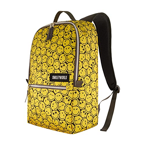 Concept One Smileyworld 13 Inch Sleeve Laptop Backpack, Winking Smiley Face Padded Computer Bag for Commute or Travel, Yellow