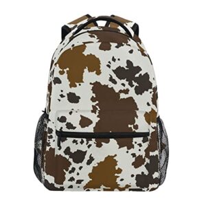 krafig cow print brown boys girls kids school backpacks bookbag, elementary school bag travel backpack daypack