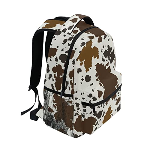Krafig Cow Print Brown Boys Girls Kids School Backpacks Bookbag, Elementary School Bag Travel Backpack Daypack