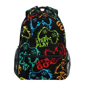 fisyme colorful video game backpack laptop bag daypack travel hiking school backpacks for men women kids girls boys