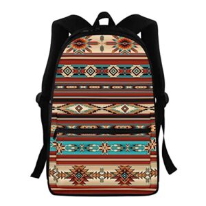 aoopistc southwestern native tribal american style backpack aztec geometric print school backpack 15.7 inch compartment bookbag students large lightweight rucksack with adjustable shoulder strap