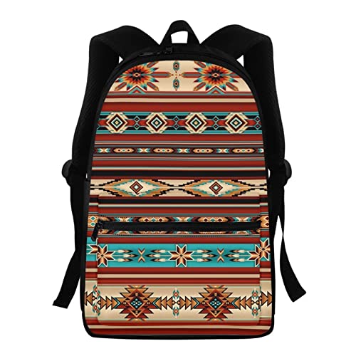 Aoopistc Southwestern Native Tribal American Style Backpack Aztec Geometric Print School Backpack 15.7 Inch Compartment Bookbag Students Large Lightweight Rucksack with Adjustable Shoulder Strap