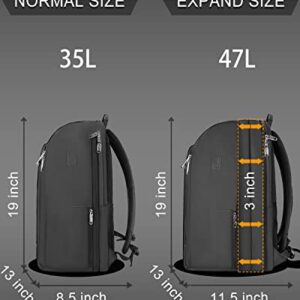 MATEIN Backpack for Travel, Waterproof Expandable Carry on Backpack for Men with USB Charging Port & Wet Bag, Extra Large TSA 17 Inch Laptop Backpack Business Work Computer Bag Flight Approved, Black