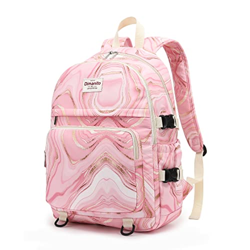 Dimanito Laptop Backpack College Backpack with USB charging port for laptop up to 15 inch Men Women Outdoor Travel Backpack(Pink Marble)