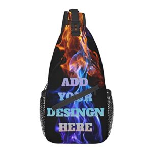 Custom Sling Bag, Customize Personalise Image Text Sling Crossbody Backpack, Lightweight Waterproof Leisure Zipper Crossbody Shoulder Bag for Travel Cycling Walking