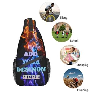 Custom Sling Bag, Customize Personalise Image Text Sling Crossbody Backpack, Lightweight Waterproof Leisure Zipper Crossbody Shoulder Bag for Travel Cycling Walking