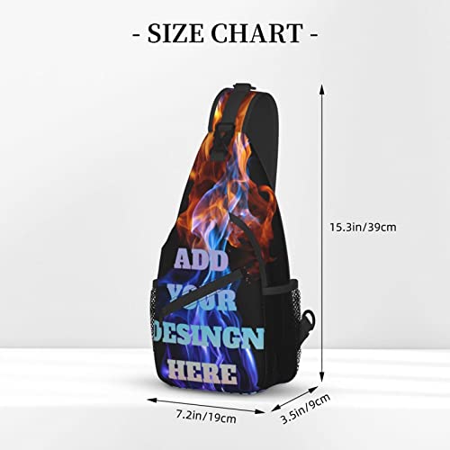 Custom Sling Bag, Customize Personalise Image Text Sling Crossbody Backpack, Lightweight Waterproof Leisure Zipper Crossbody Shoulder Bag for Travel Cycling Walking