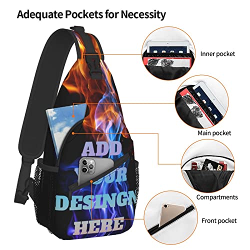 Custom Sling Bag, Customize Personalise Image Text Sling Crossbody Backpack, Lightweight Waterproof Leisure Zipper Crossbody Shoulder Bag for Travel Cycling Walking