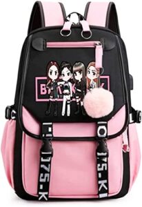 neko atsume casual backpack travel bag laptop backpack bookbag school bag girls backpack business college backpack (black&pink)
