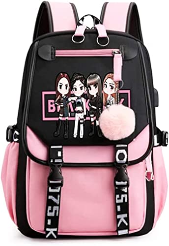 NEKO ATSUME Casual Backpack Travel Bag Laptop Backpack Bookbag School Bag Girls Backpack Business College Backpack (BLACK&PINK)