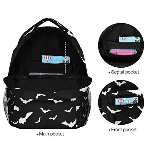 Krafig Halloween Abstract Bats Boys Girls Kids School Backpacks Bookbag, Elementary School Bag Travel Backpack Daypack