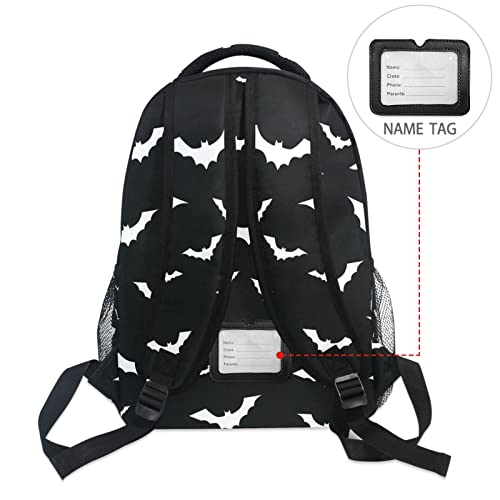 Krafig Halloween Abstract Bats Boys Girls Kids School Backpacks Bookbag, Elementary School Bag Travel Backpack Daypack