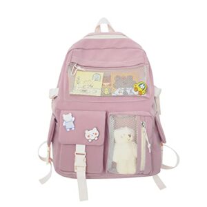 freie liebe cute kawaii backpack for girls school kids bookbag with pin and accessories