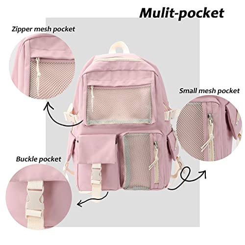 Freie Liebe Cute Kawaii Backpack for Girls School Kids Bookbag with Pin and Accessories