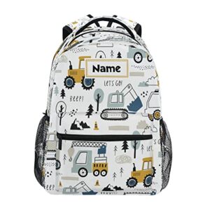 custom children's name school backpack personalized schoolbag childish truck excavator travel bag for teens girls boys