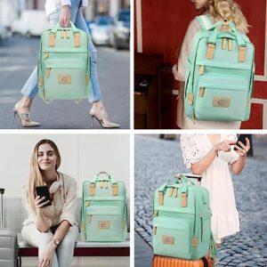 KeKour Laptop Backpack for Women,14 Inch Work Laptop Bag with USB Port Travel Computer College Casual Daypack for Weekender (Green)