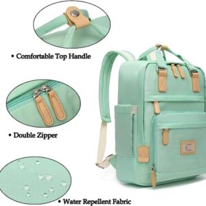 KeKour Laptop Backpack for Women,14 Inch Work Laptop Bag with USB Port Travel Computer College Casual Daypack for Weekender (Green)