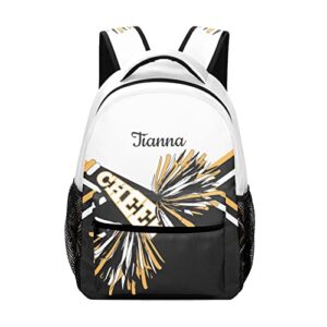 xozoty yellow black cheer personalized custom text name waterproof daily backpacks for camping outdoor sports bag