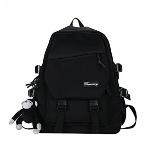 aomoon casual lightweight backpack for men women laptop rucksack college bag durable university backpack travel daypack(black)