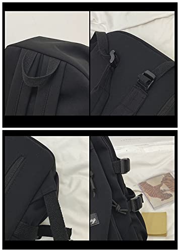 AoMoon Casual Lightweight Backpack for Men Women Laptop Rucksack College Bag Durable University Backpack Travel Daypack(Black)