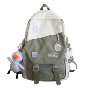 zhousanjian fashion kawaii backpack with cute accessorieslarge capacity kawaii girl backpack cute aesthetic backpack for school (green,one size)
