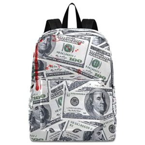 zzwwr bloody us 100 dollars money big travel laptop backpack durable computer bag gift for men women school bookbags work