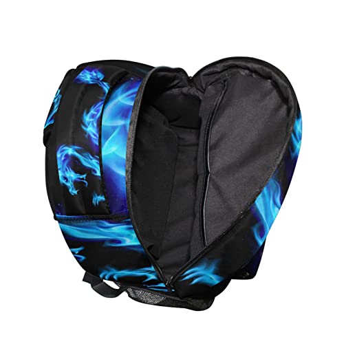 Blue Fire Dragon School Backpack for Boys Girls, Elementary School Bookbag Travel Bag Laptop Daypack with Name Tag