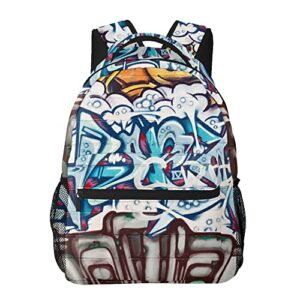 ganiokar hip-hop graffiti print teens backpack for boys & girls, perfect size for student & travel backpacks,color2