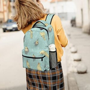 Cute Cockatiel Pattern Backpack Bookbag Cute Funny Printed Graphic for Book Study Travel