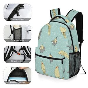 Cute Cockatiel Pattern Backpack Bookbag Cute Funny Printed Graphic for Book Study Travel