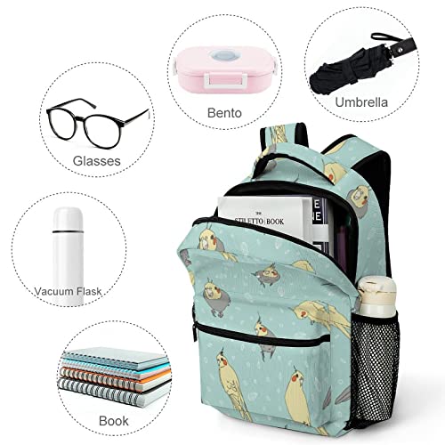 Cute Cockatiel Pattern Backpack Bookbag Cute Funny Printed Graphic for Book Study Travel