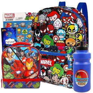 avengers backpack with lunch bag - bundle with avengers backpack for boys 8-12, avengers lunch box, water bottle, stickers, more (marvel avengers school backpack for boys)