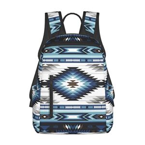 school backpack travel casual sports bookpack compatible with colorful surf blue colors tribal navajo pattern aztec abstract geometric ethnic hipster design sports bag outdoor for boys girls men women