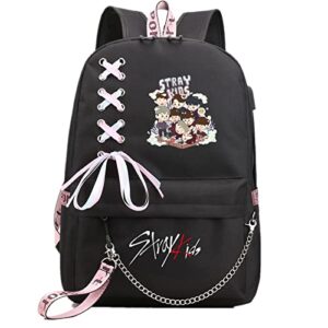 justgogo stray kids backpack daypack laptop bag school bag mochila bookbag shoulder bag color c1