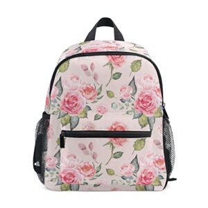 sletend toddler backpack rose floral waterproof with name tag mini backpack boys/girls cute small backpack kindergarten pre school bags (s)