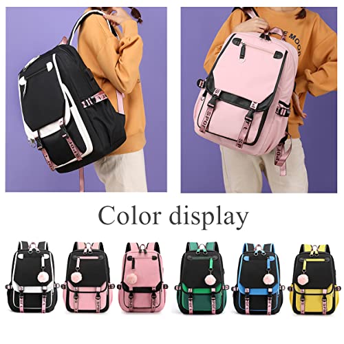 EKUIZAI Backpack for Girls School Students Travel Outdoor Backpack with USB Interface Secondary Colorful Schoolbag for Teen Girls