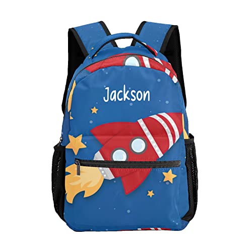 BEYODD Custom Kids Backpack, Personalized Student School Bags for Boys & Girls, Bookbags for Travel Red Rocket