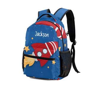 BEYODD Custom Kids Backpack, Personalized Student School Bags for Boys & Girls, Bookbags for Travel Red Rocket