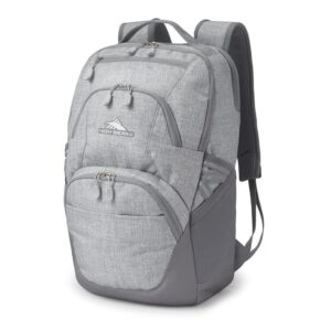 high sierra swoop sg backpack, travel or work laptop bookbag with drop protection pocket, and tablet sleeve, one size, silver heather