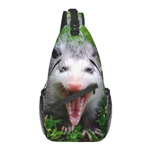 possum hissing chest bag shoulder bag, animal sling backpack casual travel bag for men and women