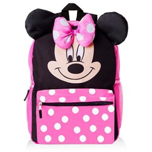 Minnie Mouse Backpack with Lunch Box Set - Bundle with 16 Minnie Backpack, Minnie Mouse Lunch Box, Water Bottle, Stickers, Minnie Backpack with Lunch Box