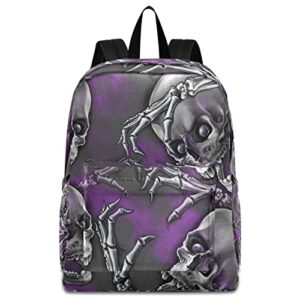 zzwwr scary creepy spooky skeleton large portable laptop backpack durable travel bag for men women school bookbag work fit 16.5 inch notebook