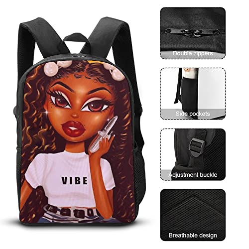 JYSDZSE African Girls Cute 3D Printed Backpacks Boys Girls Backpacks Lightweight Rucksack Backpack Picnic/Work/Travel - 17IN