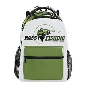 Largemouth Bass Fishing Backpack for Boys Men Travel Laptop Backpack Daypack Bag 16 Inch