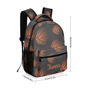 XOZOTY Sport Basketball Personalized Name Waterproof Unisex Backpack for Women Men College Daily Bag