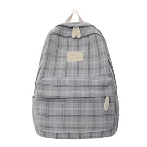aonuowe light academia aesthetic backpack plaid preppy backpack teen girls back to school supplies checkered bookbags (light grey)