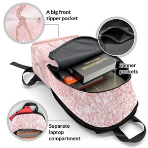 Urcustom Personalized Name Pink Glitter Print Girls Gymnastics Backpack Unisex Bookbag for Boy Girl Travel Daypack Bag Purse 17.7 IN