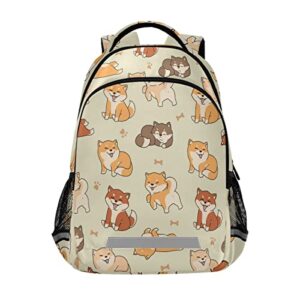 glaphy cute shiba inu dogs backpack with reflective stripes, school book bag lightweight laptop backpack for men women teens kids