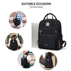 GOLF SUPAGS Travel Laptop Backpack for Women, Durable Fashion College Backpack Purse, Gift for Women Fits 14 Inch Notebook (Black, 14 Inch)